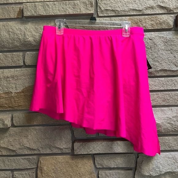 Torrid High Rise Mid Length Side Tie Swim Skirt With Brief Pink Glo 1x NWT - Picture 5 of 12